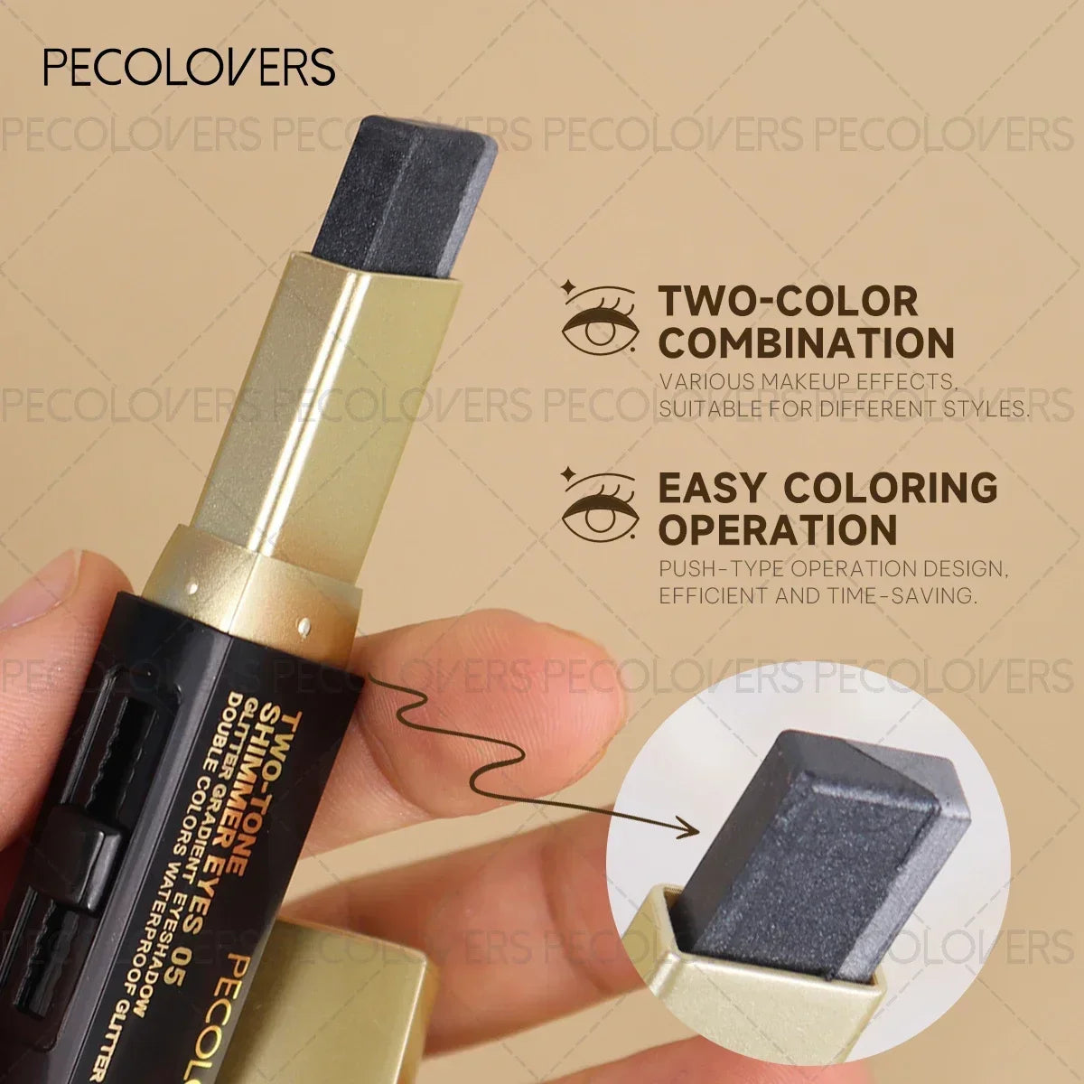 1PC Dual-Color Eyeshadow Stick - Shimmer, Matte & Pearlescent, Convenient for Daily Eye Makeup