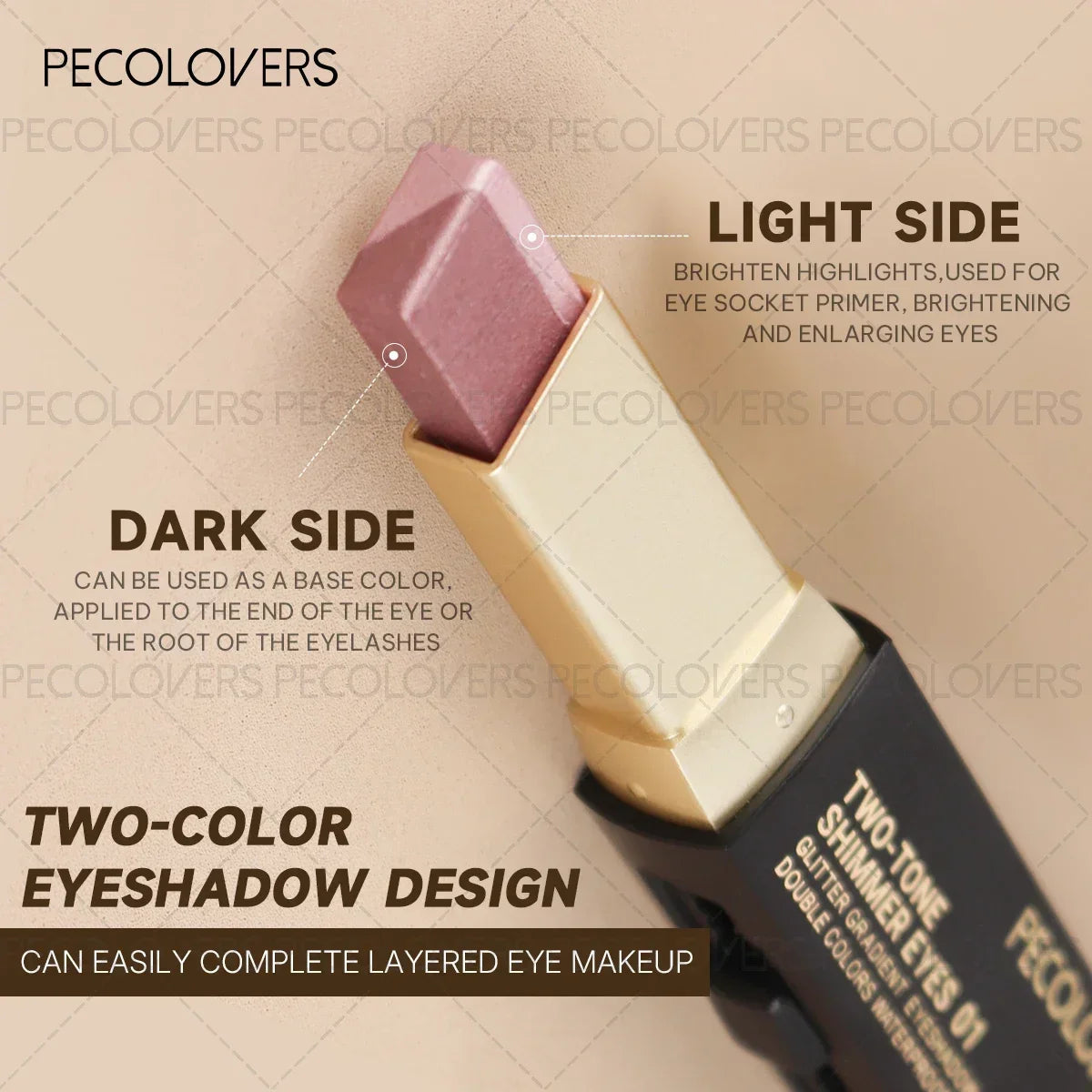 1PC Dual-Color Eyeshadow Stick - Shimmer, Matte & Pearlescent, Convenient for Daily Eye Makeup