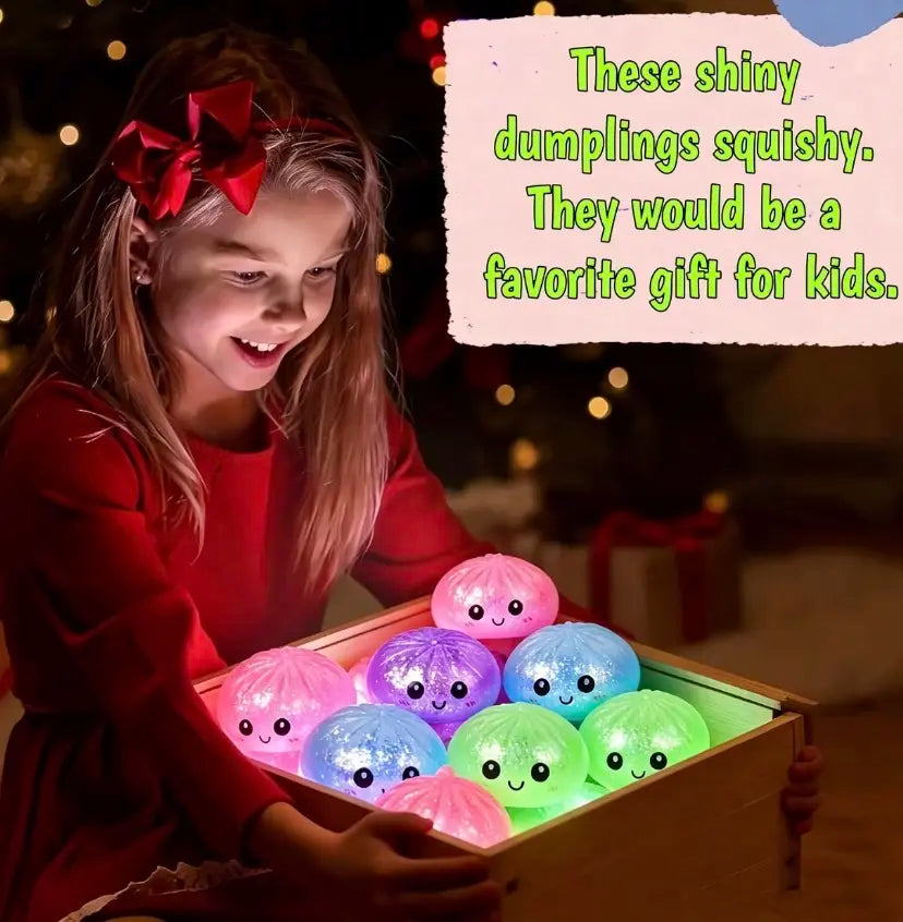 Luminous Dumpling Shaped Squishy Squeeze Toy, Random Color 1Pc, Realistic Food Rebound Texture, Soft Stress Relief Fidget Toy, Table Ornament, Universal Gift for Men & Women