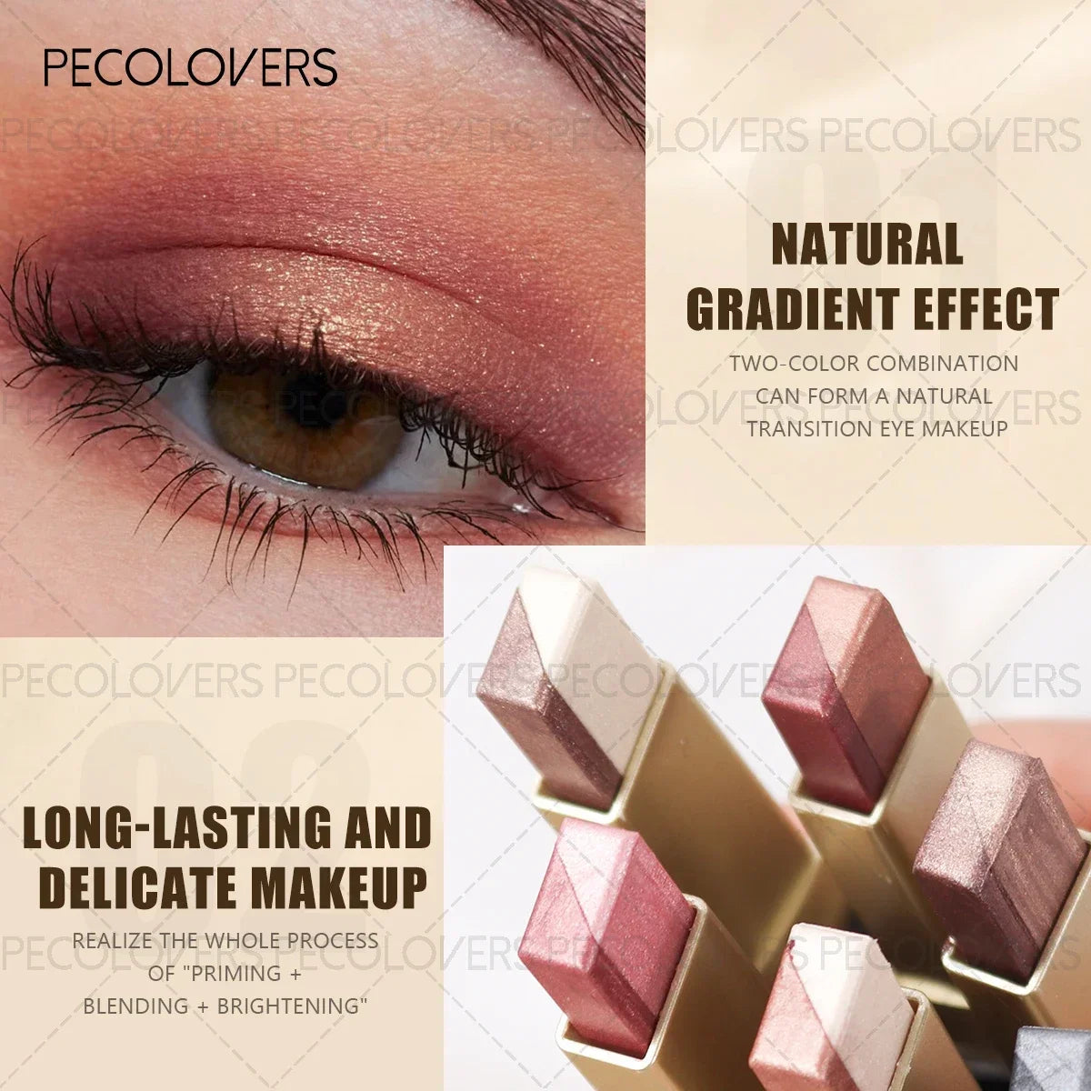 1PC Dual-Color Eyeshadow Stick - Shimmer, Matte & Pearlescent, Convenient for Daily Eye Makeup